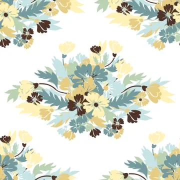 Seamless pattern with decorative flowers, for invitations, cards, scrapbooking Stock Illustration