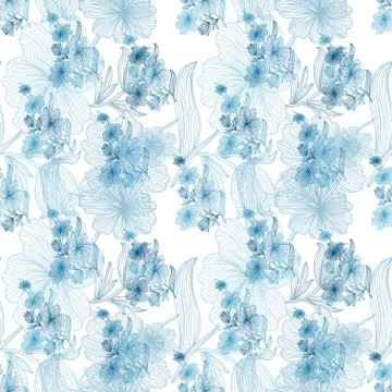 Seamless pattern with decorative flowers, for invitations, cards, scrapbooking Stock Illustration