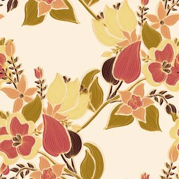 Seamless pattern with decorative flowers, for invitations, cards, scrapbooking Stock Illustration