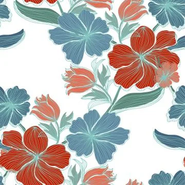 Seamless pattern with decorative flowers, for invitations, cards, scrapbooking Stock Illustration