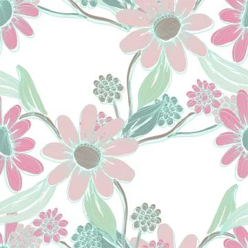 Seamless pattern with decorative flowers, for invitations, cards, scrapbooking Stock Illustration