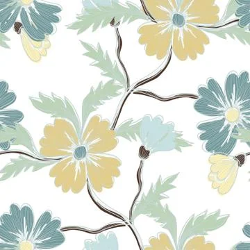 Seamless pattern with decorative flowers, for invitations, cards, scrapbooking Stock Illustration