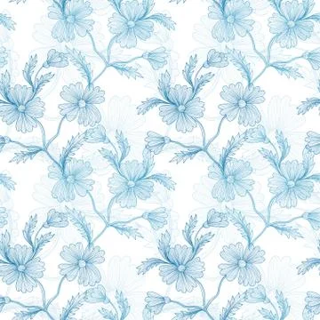 Seamless pattern with decorative flowers, for invitations, cards, scrapbooking Stock Illustration