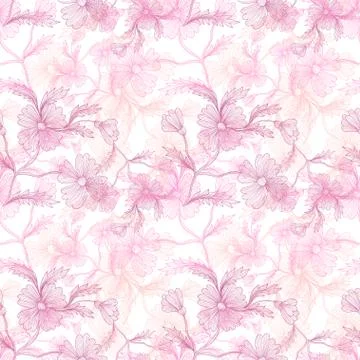 Seamless pattern with decorative flowers, for invitations, cards, scrapbooking Stock Illustration