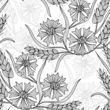 Seamless pattern with decorative flowers, for invitations, cards, scrapbooking Illustrazione stock
