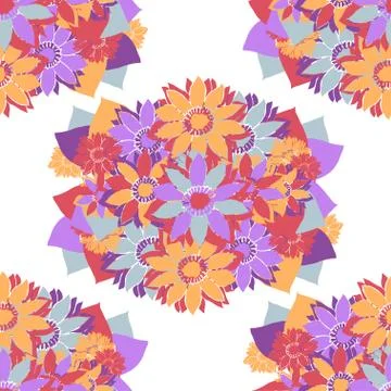 Seamless pattern with decorative flowers, for invitations, cards, scrapbooking Stock Illustration