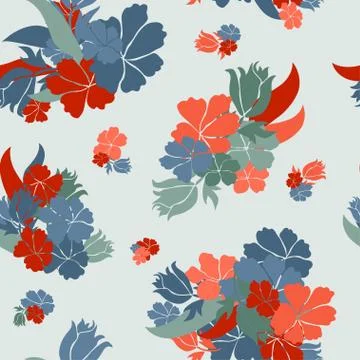 Seamless pattern with decorative flowers, for invitations, cards, scrapbooking Stock Illustration