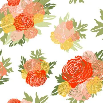 Seamless pattern with decorative flowers, for invitations, cards, scrapbooking Stock Illustration