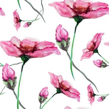 Seamless pattern with decorative flowers, for invitations, cards, scrapbooking Stock Illustration