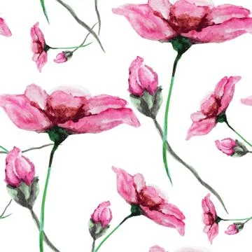 Seamless pattern with decorative flowers, for invitations, cards, scrapbooking Stock Illustration