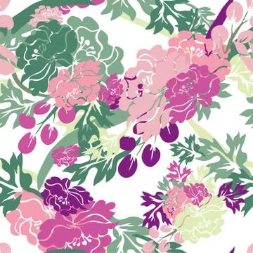 Seamless pattern with decorative flowers, for invitations, cards, scrapbooking Stock Illustration