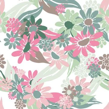 Seamless pattern with decorative flowers, for invitations, cards, scrapbooking Stock Illustration