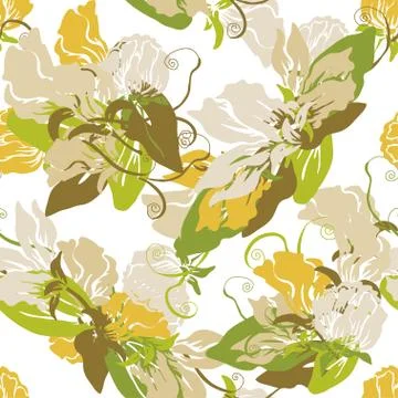 Seamless pattern with decorative flowers, for invitations, cards, scrapbooking Stock Illustration