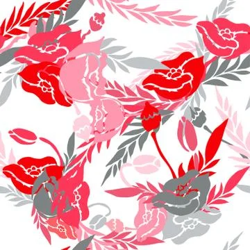 Seamless pattern with decorative flowers, for invitations, cards, scrapbooking Stock Illustration