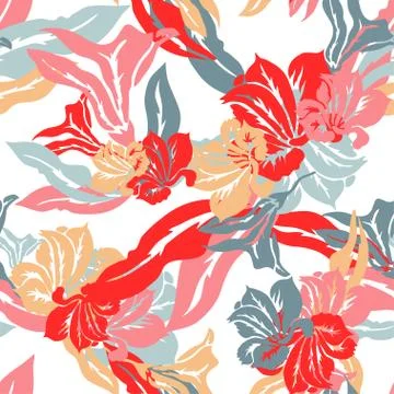 Seamless pattern with decorative flowers, for invitations, cards, scrapbooking Stock Illustration