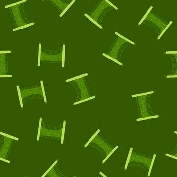 Seamless pattern decorative garden fence section green ornate design Stock Illustration