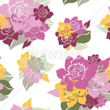 Seamless Pattern With Decorative Gardenia, For Invitations, Cards, Scrapbooking