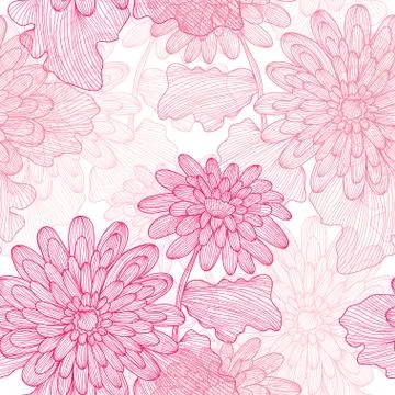 Seamless pattern with decorative gerbera, for invitations, cards, scrapbooking Stock Illustration