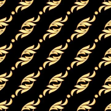 Seamless pattern with decorative gold elements on black Illustrazione stock