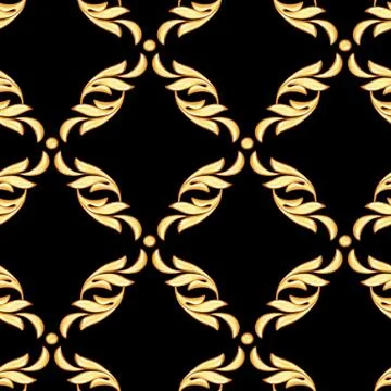 Seamless pattern with decorative gold elements on black Illustrazione stock