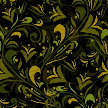 Seamless pattern with decorative green flowers Illustrazione stock