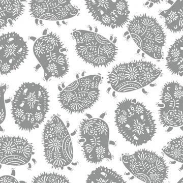 Seamless pattern with decorative hedgehogs. Cute kids background Stock Illustration