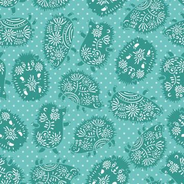 Seamless pattern with decorative hedgehogs. Cute kids background Stock Illustration