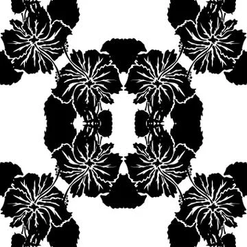 Seamless pattern with decorative hibiscus, for invitations, cards, scrapbooking Stock Illustration