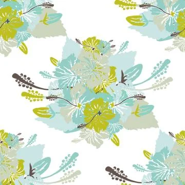 Seamless pattern with decorative hibiscus, for invitations, cards, scrapbooking Stock Illustration