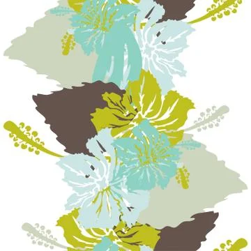 Seamless pattern with decorative hibiscus, for invitations, cards, scrapbooking Stock Illustration