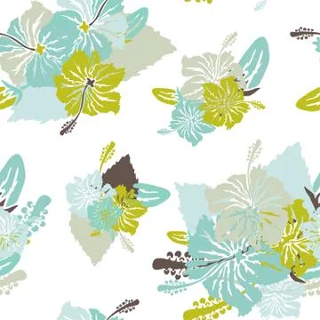 Seamless pattern with decorative hibiscus, for invitations, cards, scrapbooking Stock Illustration