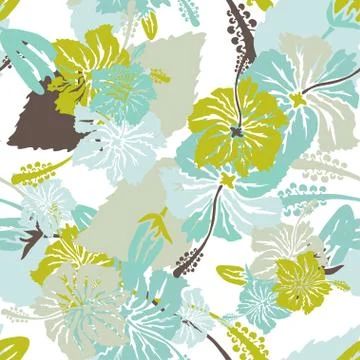Seamless pattern with decorative hibiscus, for invitations, cards, scrapbooking Stock Illustration