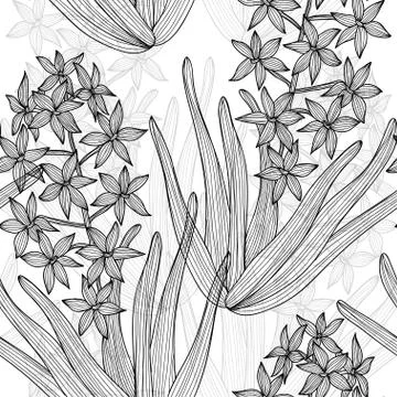 Seamless pattern with decorative hyacinth, for invitations, cards, scrapbooking Stock Illustration
