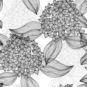 Seamless pattern with decorative hydrangea, for invitations, cards, scrapbooking Stock Illustration