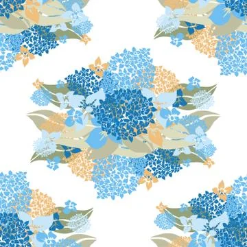 Seamless pattern with decorative hydrangea, for invitations, cards, scrapbooking Stock Illustration