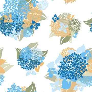 Seamless pattern with decorative hydrangea, for invitations, cards, scrapbooking Stock Illustration