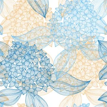 Seamless pattern with decorative hydrangea, for invitations, cards, scrapbooking Stock Illustration