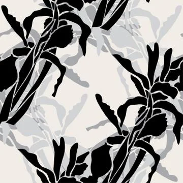 Seamless pattern with decorative iris, for invitations, cards, scrapbooking Stock Illustration