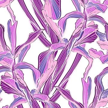 Seamless pattern with decorative iris, for invitations, cards, scrapbooking Stock Illustration