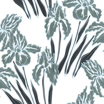 Seamless pattern with decorative iris, for invitations, cards, scrapbooking Stock Illustration