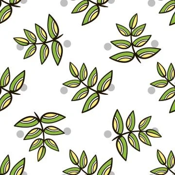 Seamless Pattern Decorative Leaves Stock Illustration