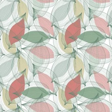 Seamless pattern with decorative leaves, for invitations, cards, scrapbooking Stock Illustration