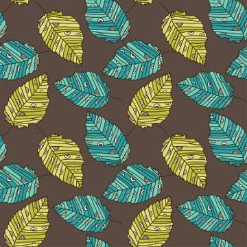 Seamless pattern with decorative leaves, for invitations, cards, scrapbooking Stock Illustration