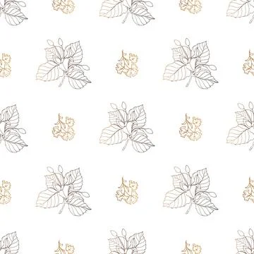 Seamless pattern with decorative leaves isolated on white. Branch with leaves Stock Illustration
