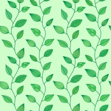 Seamless pattern with decorative leaves, Summer and Spring background Stock Illustration