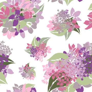 Seamless pattern with decorative lilac, for invitations, cards, scrapbooking Stock Illustration