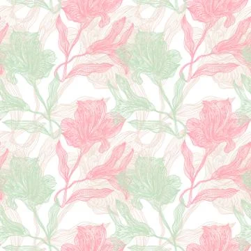 Seamless pattern with decorative lilies, for invitations, cards, scrapbooking Illustrazione stock