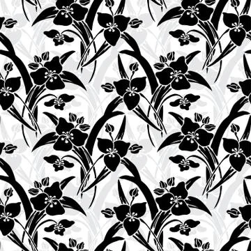 Seamless pattern with decorative lilies, for invitations, cards, scrapbooking Stock Illustration