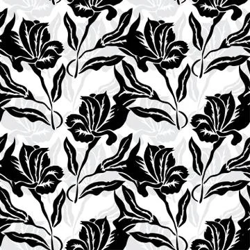 Seamless pattern with decorative lilies, for invitations, cards, scrapbooking Stock Illustration