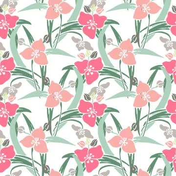 Seamless pattern with decorative lilies, for invitations, cards, scrapbooking Stock Illustration